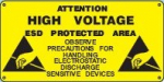 PVC RIGID SIGN &acute;&acute;HIGH VOLTAGE - ESD PROTECTED AREA&acute;&acute; - 600 x