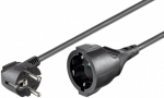 220V Toitekaabli pikendus 2.0m, must, CEE 7/7 pistik nurgaga - CEE 7/4