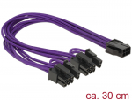 Toitekaabel PCIe 6 pin (F) - 2x PCIe 8 (6+2) pin, 18 AWG, 0.3m, lilla