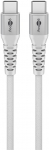 USB-C kaabel 0.5m, metallist pistik, ekstra pehme tekstiilist kate, valge