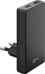 USB laadija 2 x USB-C PD, 90 kraadi nurgaga, 45W, 100 - 240V, must