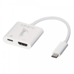 Konverter USB-C (M) - HDMI (F) + USB-C (F), 2160p30Hz 0.15m, valge