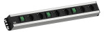 Toitepaneel 6 x Schuko eraldi l&uuml;lititega 2.0m 534x74x45mm must/hall