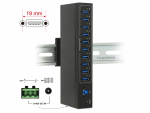 USB 3.0 hub, 10 porti, t&ouml;&ouml;stuslik, 20 kV ESD kaitsega, kinnitused kaasas