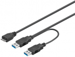 USB 3.0 Y-kaabel 2x A - micro B 0.3m, must
