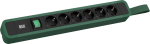 Toitepaneel 6 x Schuko 2.0m, l&uuml;litiga, rihmaga, 431x64x45mm, must/roheline