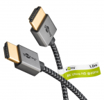 HDMI kaabel 1.0m + Ethernet, CEC, HDR, eARC, 8K 7680x4320@60Hz, slim, tekstiil, must