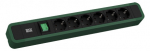 Toitepaneel 6 kohta Schuko 2.0m, l&uuml;litiga, 431x64x45mm, must/roheline
