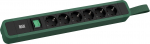 Toitepaneel 6 kohta Schuko 2.0m, l&uuml;litiga, rihmaga, 431x64x45mm, must/roheline