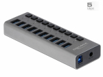 USB 3.0 hub, 10 porti, l&uuml;lititega, metallist korpus