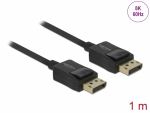 DisplayPort kaabel 1.0m, kullatud, kolmekordne varje, 8K (7680x4320@60Hz), coaxial, must