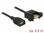 USB 2.0 pikenduskaabel paneelile USB2.0 F) - USB 2.0 (F), 0.5m, must