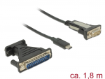 Konverter: USB C - DB9, RS232 (9 pin) + Adapter DB25,FTDI FT232RL, 1.8m, must