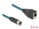 Pikenduskaabel M12-RJ45 8 kontakti X-coded 0.5m