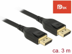 DisplayPort kaabel 3.0m, kullatud, kolmekordne varje, 8K Ultra HD (7680x4320@60Hz), must