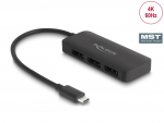 USB-C splitter 1 sisse / 3 v&auml;lja Displayport (F) 3840x2160@60Hz MST