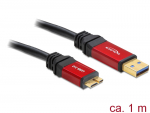 USB 3.0 kaabel A - Micro B 1.0m, kullatud metall kestaga, premium