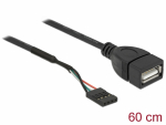 USB 2.0 4pin (F) - A (F) kaabel 0.6m, must