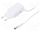 Toiteplokk plug-in 12VDC 0.5A 6W sis.230 VAC 2.1X5.5 mm pistik, valge