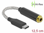 Konverter USB-C (M) - 4.4 mm (F) 0.12m, 5 pin, h&otilde;bedaga kaetud kaabel, must