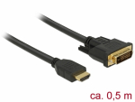 HDMI - DVI-D Dual Link kaabel 0.5m, kullatud 2560x1600@60Hz, (sign suund HDMI <> DVI) t&ouml;&ouml;tab m&otilde;lemas suunas