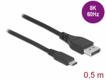 USB-C - Displayport kaabel 0.5m, 8K@60hz, Bidirectional - m&otilde;lemasuunaline, must,