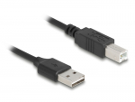 USB 2.0 kaabel A - B 0.5 - 0.8m, Easy-USB, spiraal, must