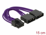Toitekaabel PCIe 8 pin (M) - 2x 4 pin, 18 AWG, 0.15m, lilla