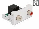 Easy 45 moodul: 2x RCA (F) - RJ45 (F) 22.5mm x 45mm