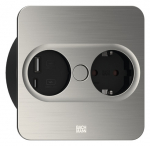 Pistikupesa Twist 2 1 x CEE7/3 2.0m, 1 x USB-A, 1 x USB-C, roostevaba terase imitatsioon, nurkne