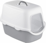 Kasside tualett CATHY kaanega (valge/hall) 56x40x40 cm