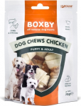 BOXBY CHEWS CHICKEN 70g - t&auml;iendav toit t&auml;iskasvanud koertele, h&otilde;rgutised kanalihaga.