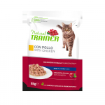 NATURAL TRAINER CAT CHICKEN 85G - t&auml;isv&auml;&auml;rtuslik toit t&auml;iskasvanud kassidele, konservid želees kanalihaga ja j&otilde;hvikalehe ekstraktiga.