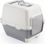 Kasside tualett CATHY Clever&Smart koos kaanega (valge/hall) 58x45x48 cm