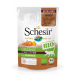 Schesir BIO Chicken, Pork & Pumpkin Sterilized 85g - teraviljavaba orgaaniline hautatud kana, sealiha ja k&otilde;rvits steriliseeritud kassidele