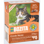 Bozita Fresh Menu Extra Chicken & Grass-Fed Beef Jelly Sterilized 370g - teraviljatu lihat&uuml;kkidega kana ja vabalt kasvatatud veiseliha želees steriliseeritud kassidele