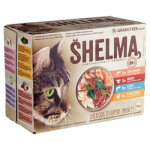 SHELMA MEAT/FISH MIX 12*85G - Konservid kassidele Lihade Ja Kalade Assortii (Veise, Kana, Paltus, L&otilde;he Kastmes)