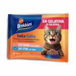 Brekkies Daily Delice Wet Jelly Adult Salmon & Tuna 4x85 gr - konservid želees t&auml;iskasvanud kassidele, l&otilde;he v&otilde;i tuuniga