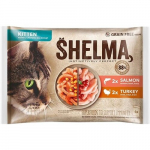 SHELMA Kitten Turkey, Salmon In Gravy 4*85g - Kassipoegadele Kalkun Ja L&otilde;he Kastmes