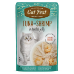 CatFest Tuunikala koos krevettidega želees 70g - T&auml;isv&auml;&auml;rtuslik m&auml;rgtoit t&auml;iskasvanud kassidele, ookeani tuunikala fileet&uuml;kid tervete krevettidega želees