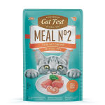 CatFest Meal Nr2 Tuunikala koos krevettidega &otilde;rnas tarretises 50g - konserveeritud m&auml;rgtoit kassidele, Vaikse ookeani tuunikala ja krevetid &otilde;rnas tarretises