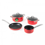 Russell Hobbs RH03821 Riviera 4-Piece Pan Set, Red