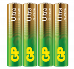 GP - Ultra Alkaline AAA Batteries, 24AU/LR03, 1.5V, 4-Pack