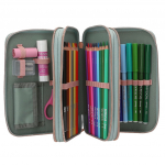 Miss Melody - Triple Pencil Case ROMANTIC FIELDS - Glittery Sage-Green