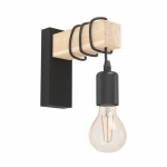 EGLO - TOWNSHEND Wall Lamp - Black & FSC-Certified Wood