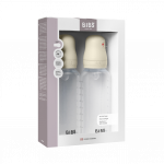 BIBS - Baby Bottle Round Silicone 2 Pack Medium Flow - Ivory - 270 ml