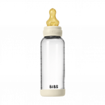 BIBS - Glass Baby Bottle Round Latex Medium Flow - Ivory - 240 ml