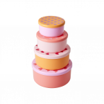 Rice - Round Plastic Food Boxes with Hearts Prints - Set of 4