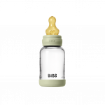 BIBS - Glass Baby Bottle Round Latex Slow Flow - Sage - 120 ml