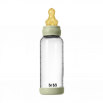 BIBS - Glass Baby Bottle Round Latex Medium Flow - Sage - 240 ml